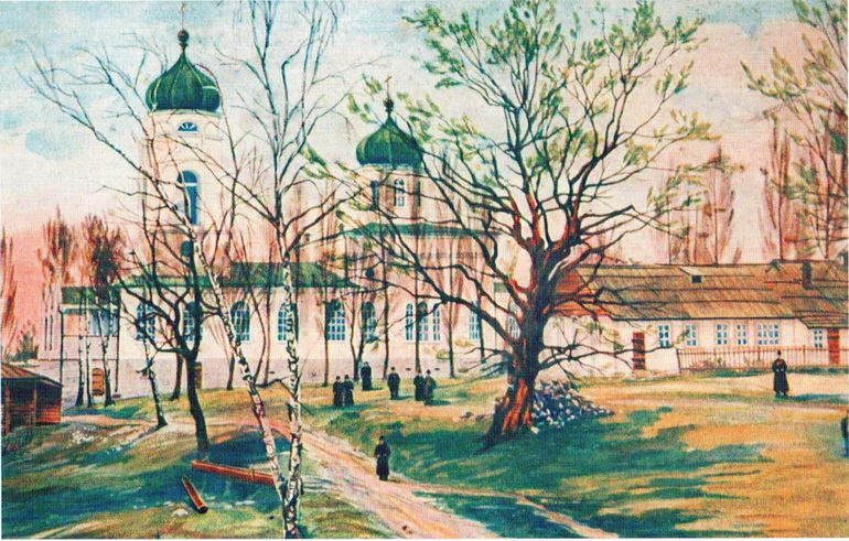 Вид на Михайловский храм и Успенский собор,1912г.