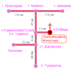 схема проезда к Михайловскому монастырю