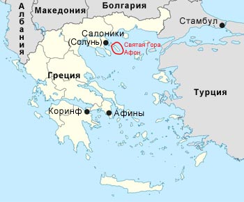 Карта Греции, где расположен город Солунь (Солоники)